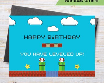 Carte d'anniversaire de jeu vidéo imprimable, carte de joyeux anniversaire de joueur, pour adolescent, pour ami, jeu vidéo, numérique, téléchargement immédiat PDF