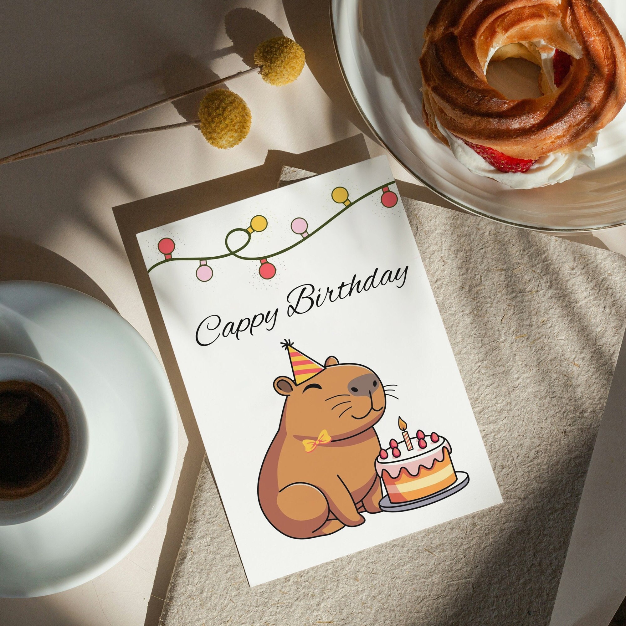 Capybara Birthday Card, Printable Funny Birthday Card, Cappy Birthday ...