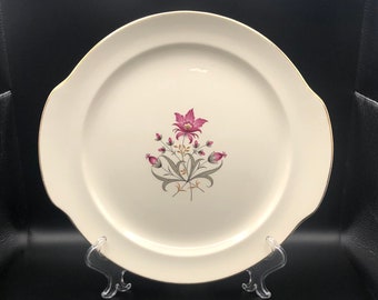 Plato de pastel, plato de pastel vintage, plato de servir, plato floral, plato con borde dorado, plato coleccionable, idea de regalo