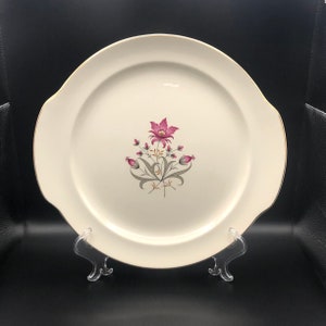 Cake plate, Vintage cake plate, Serving platter, Floral plate, Gold rimmed plate, Collectible plate, Gift idea