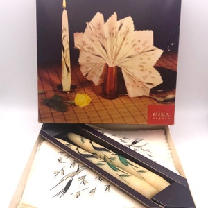 Candle set, Napkin set, Vintage candles, Vintage napkin set, Vintage table decorations, German decorations