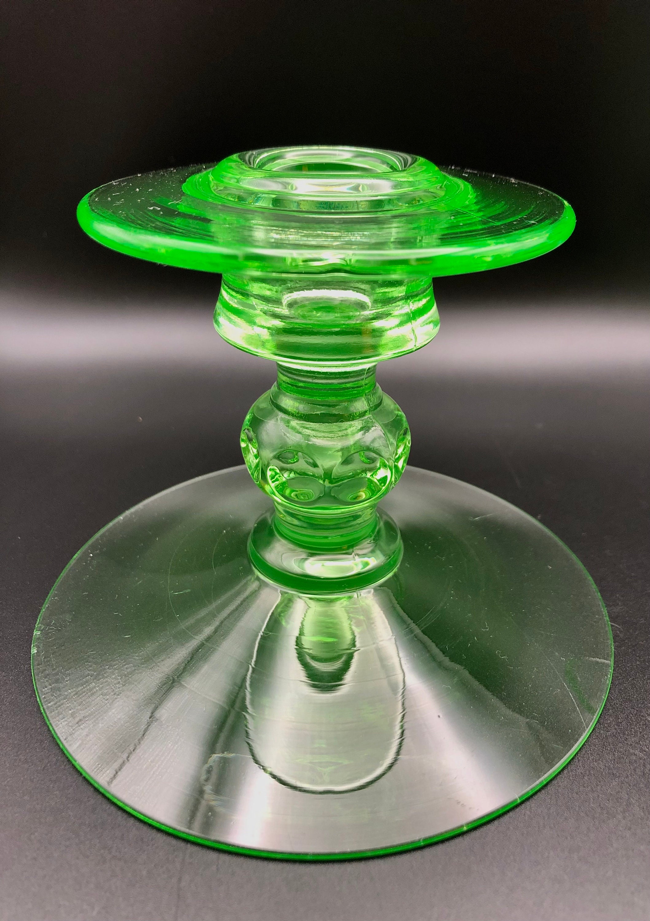Uranium Glass Radium Glass Glass Candlesticks Uranium Etsy
