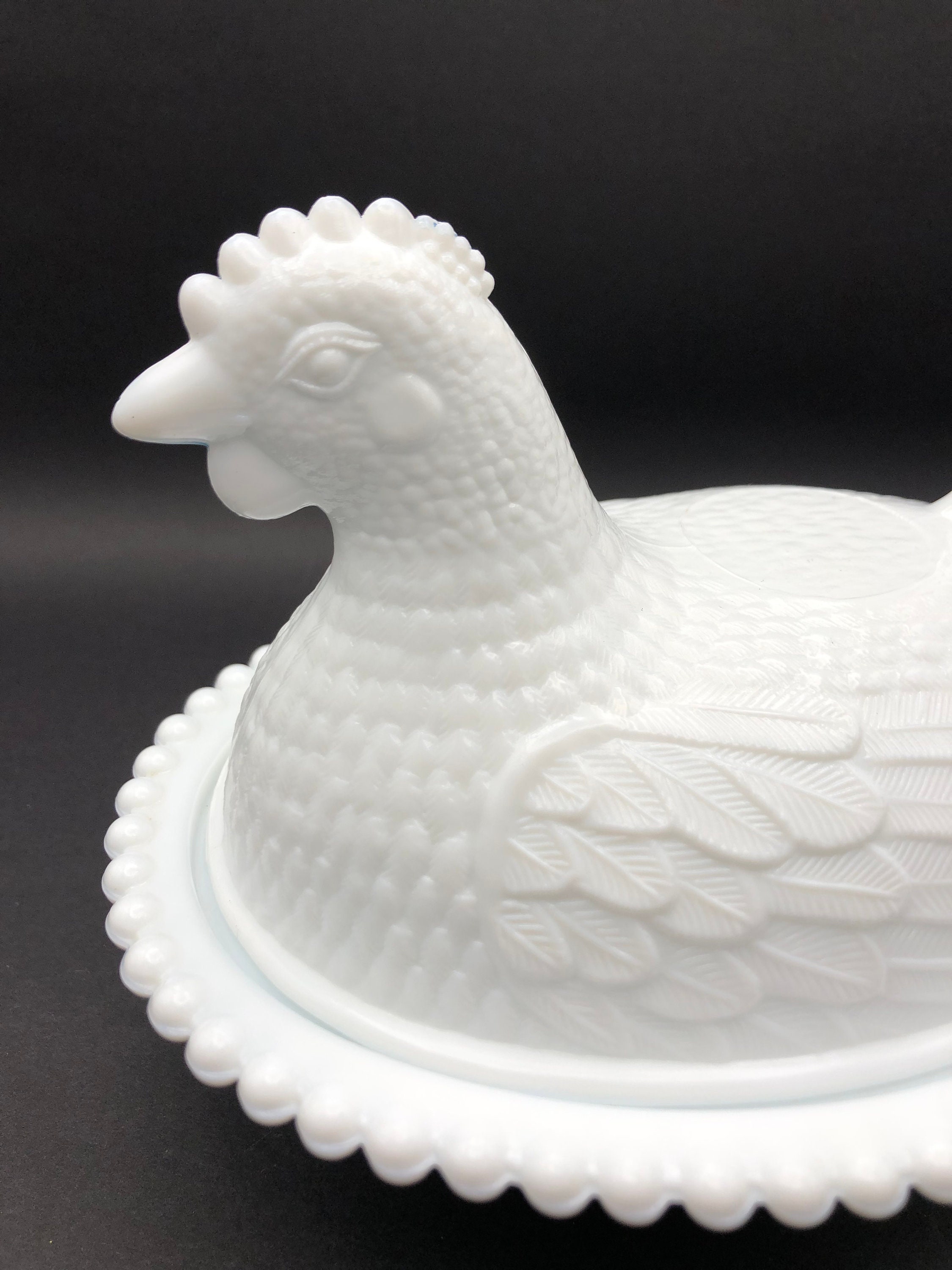 Hen On A Nest Milk Glass
