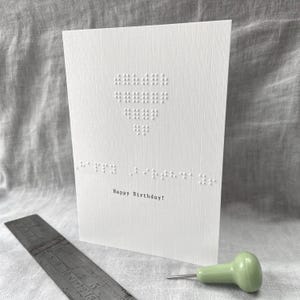 Carte d'anniversaire en braille, coeur tactile, carte en braille personnalisée, joyeux anniversaire