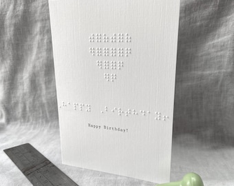 Cartão de aniversário em Braille, coração tátil, cartão em Braille personalizado, feliz aniversário