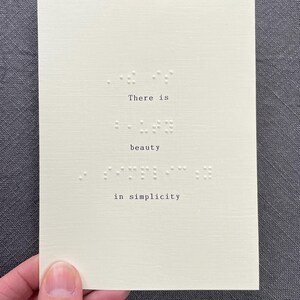 Braille embossed print, beauty in simplicity, tactile, typography, minimalist artwork