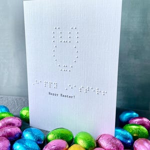 Osterhase in Blindenschrift, Osterhase, personalisierte Karte in Brailleschrift, Frohe Ostern