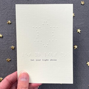 Braille star print, let your light shine, tactile artwork, typography