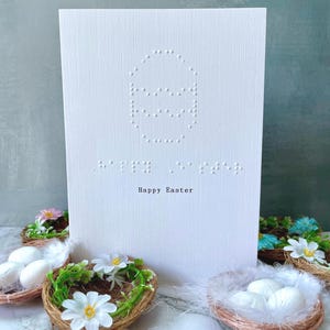 Cartão de Páscoa em Braille, Ovo de Páscoa, Cartão em Braille personalizado, Feliz Páscoa