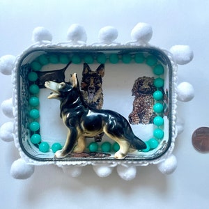 Art mural en étain kitsch pour chien, art de berger allemand, étain modifié, assemblage technique mixte image 8