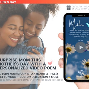 Personalized Video Poems for Mother&#39;s Day Gift. Personalized Gifts. Sentimental Surprises. Digital Gifts. Unique Custom Gifts for Mom.