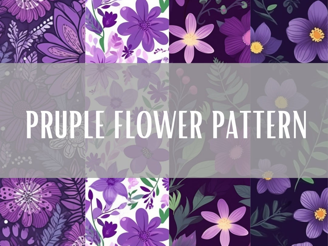 Printable Purple Flowers Pattern Floral Pattern Print Purple Etsy