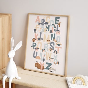 Animals Alphabet Print, Nursery Alphabet Poster, Animals Print, Animal Decor, Girls Boys Bedroom Decor, Educational Posters, playroom print image 1