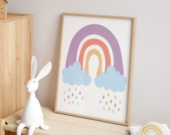 Rainbow Printable wall art | Nursery Decor, Kids Room Decor, Rainbow Poster, Half Rainbow Print, Playroom Wall Decor, Girls Bedroom Decor