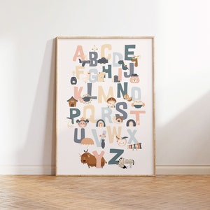 Animals Alphabet Print, Nursery Alphabet Poster, Animals Print, Animal Decor, Girls Boys Bedroom Decor, Educational Posters, playroom print image 3