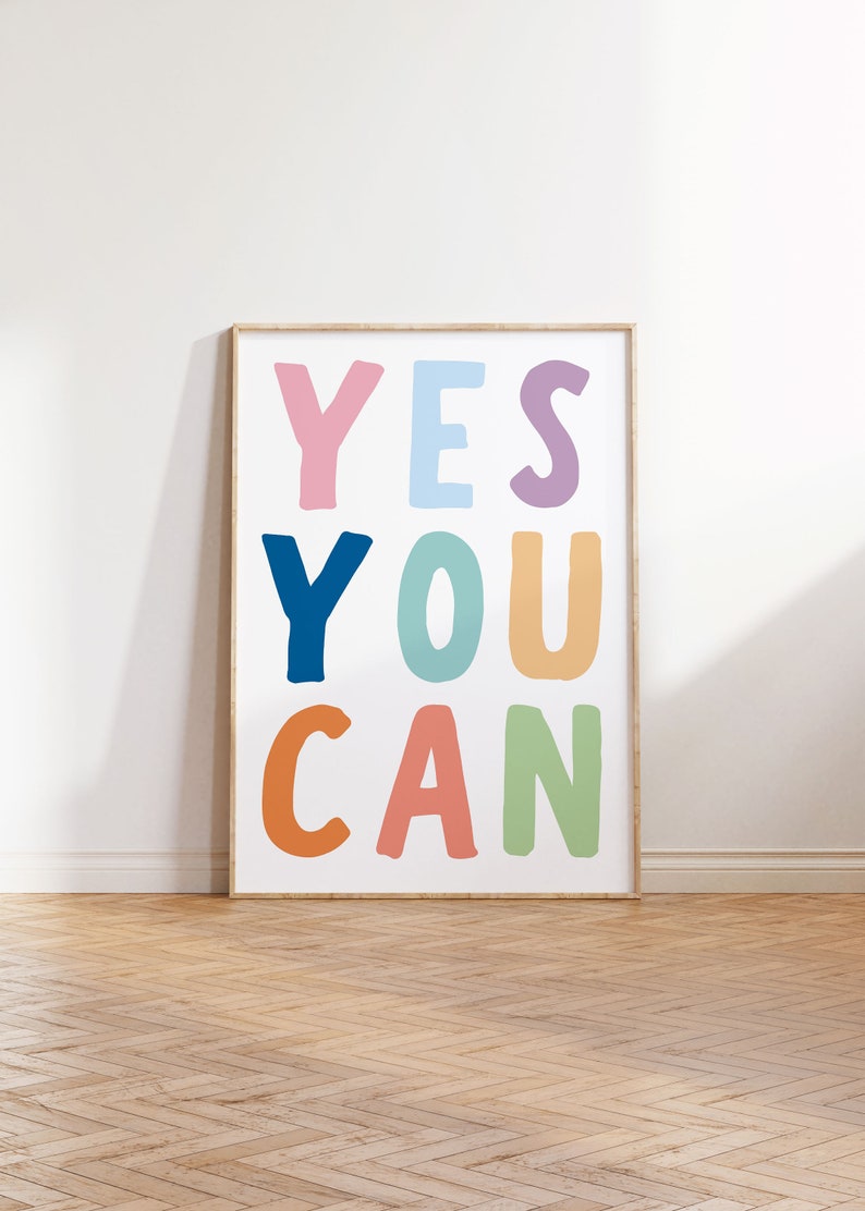 Yes You Can Printable wall art Inspirational Poster For Kids Room Decor, Kid Affirmations Educational Poster Daily Affirmations image 1