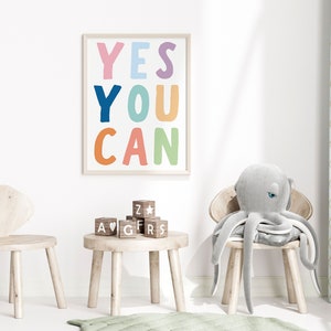 Yes You Can Printable wall art Inspirational Poster For Kids Room Decor, Kid Affirmations Educational Poster Daily Affirmations image 3