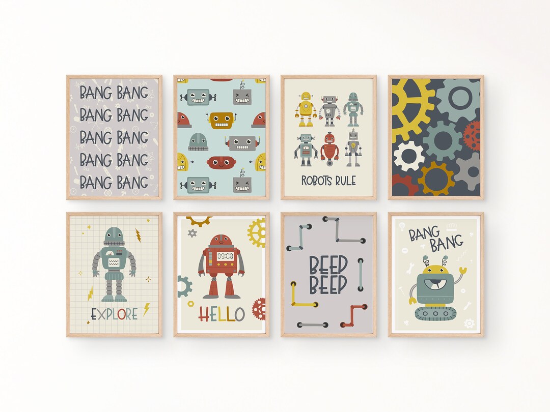 Robot Printable Art, Robots Digital Printables, Nursery Print ...