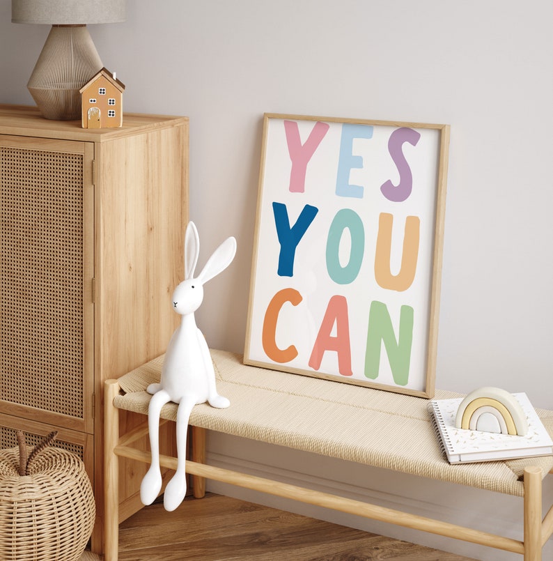 Yes You Can Printable wall art Inspirational Poster For Kids Room Decor, Kid Affirmations Educational Poster Daily Affirmations image 4