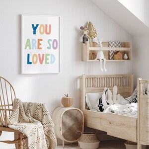 Vous êtes tellement aimé Art mural imprimable Affiche inspirante pour le décor de chambre d'enfant, affiche éducative d'affirmations d'enfant affirmations quotidiennes image 2