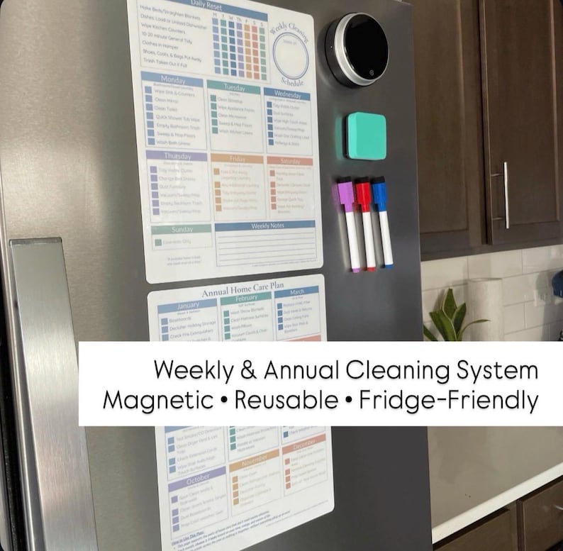 ADHD Cleaning Schedule Magnet | Weekly & Annual Cleaning Checklist | Neurodivergent Home Reset Chart image 8