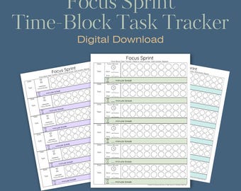 Focus Sprint – Time-Block Task Tracker | Printable Focus Tool for Kids & Teens