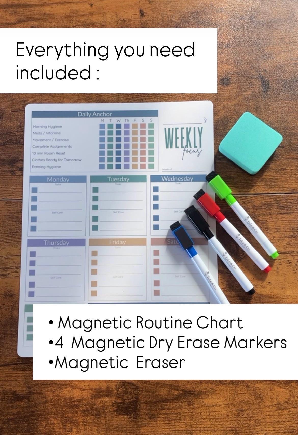 Teen Weekly Routine Chart | ADHD Visual Planner, Magnetic Dry Erase ...