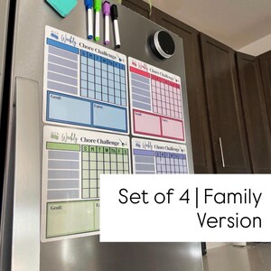Desafio de Quadro de Tarefas Magnético para a Família (Conjunto de 4): Sistema de Rotina Personalizável