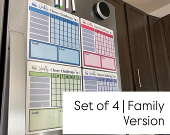 Magnetic Family Chore Chart Challenge (Set of 4): Customizable Routine System