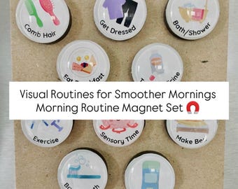 Morning Routine Magnet Set | Visual Routine Magnets for Kids | Neurodivergent-Friendly Daily Support