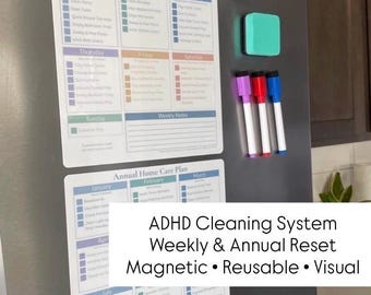 ADHD Cleaning Schedule Magnet | Weekly & Annual Cleaning Checklist | Neurodivergent Home Reset Chart