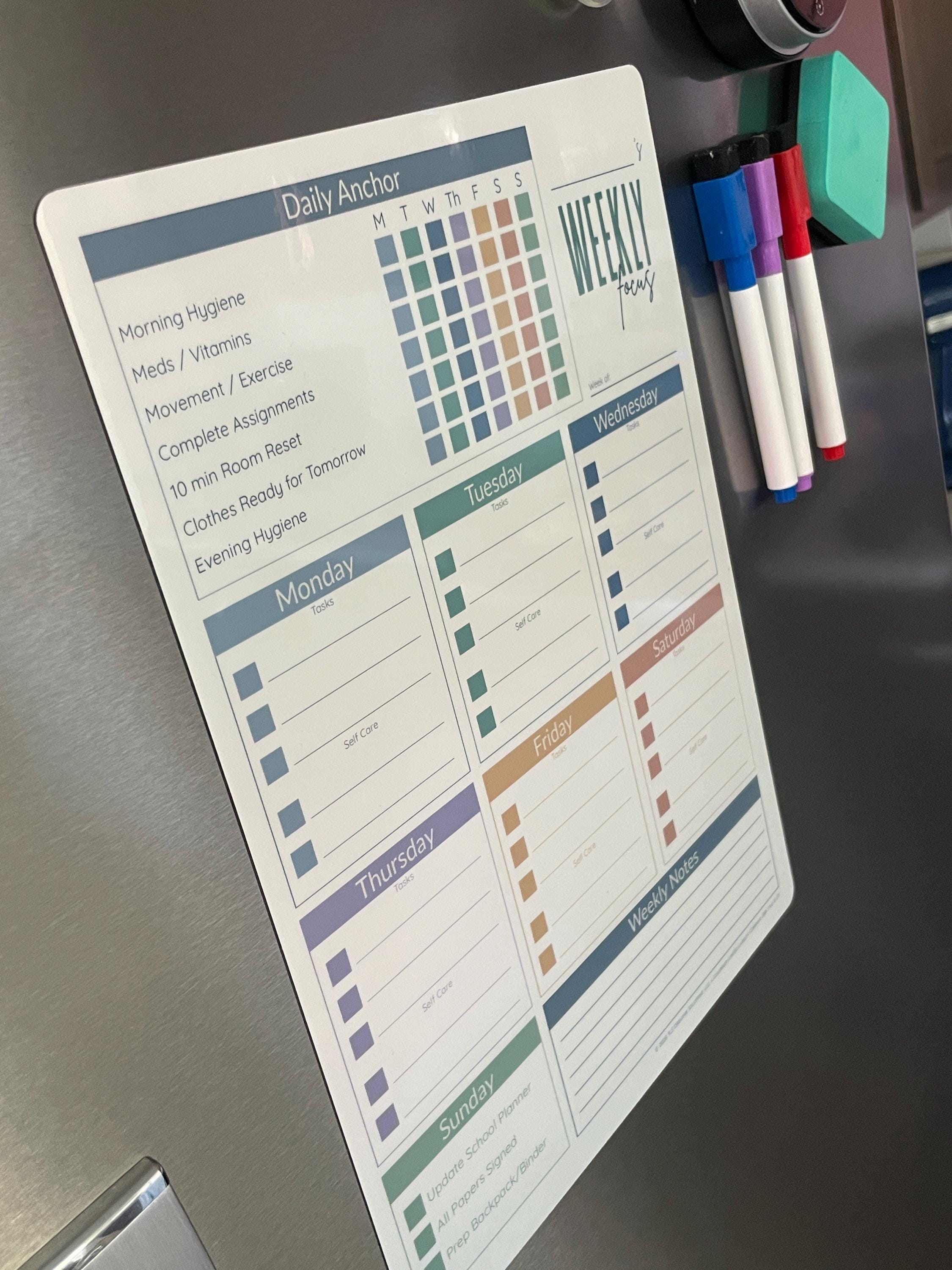 Teen Weekly Routine Chart | ADHD Visual Planner, Magnetic Dry Erase ...