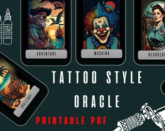 Printable Tattoo Style Oracle Printable Oracle Cards PDF Oracle Cards Oracle Deck Oracle Cards Download Oracle Cards Divination Tools
