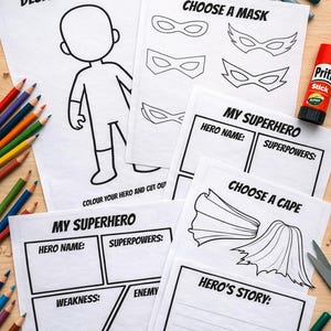 Kit di lavoretti per supereroi / Attività stampabile per bambini, divertimento senza schermo (download PDF)