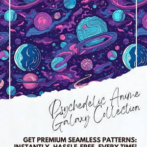 Psychedelic Anime Galaxy Collection -- Seamless Pattern, Seamless Digital Pattern, Commercial Use, Anime Style, Psychedelic