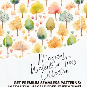 Magische aquarel bomen collectie--Scrapbooking, clipart, naadloos patroon, commercieel gebruik, bruiloft, romantisch, magisch, digitaal patroon