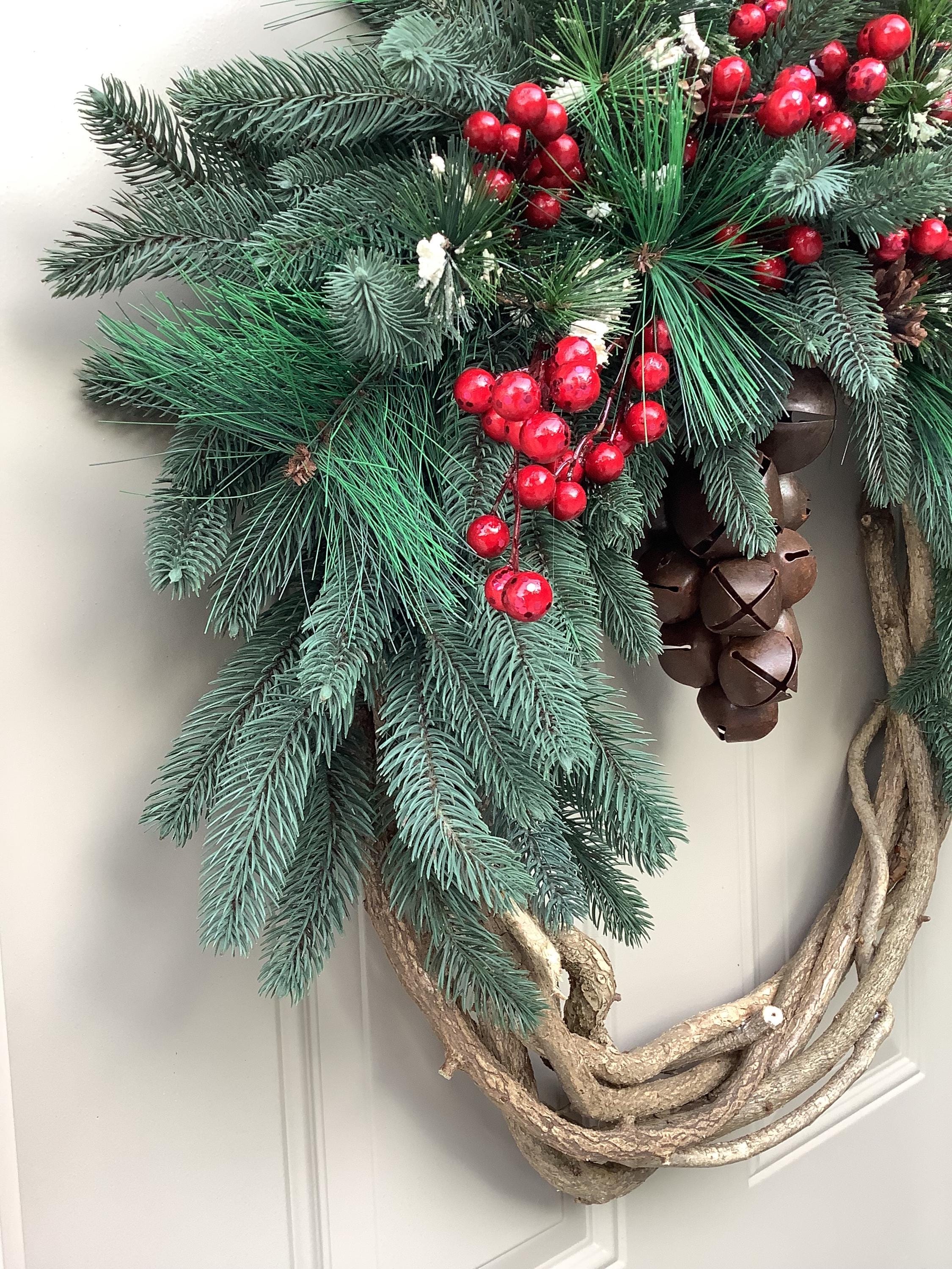 Christmas Wreath Pine Wreath Red Berry Wreath Jingle Bell Wreath ...