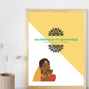 DDLJ Bollywood Movie Quote, Helder, Levendig, Hedendaags, Instant Download, Digital Print, Indian Movie, Wall Art