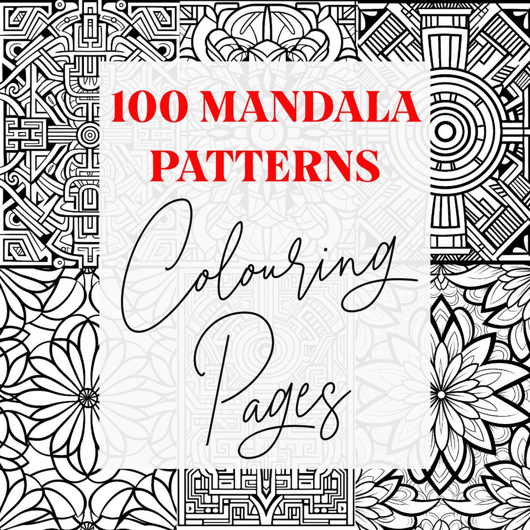 Printable Mandala Pattern Coloring Pages for Adults Mandala Coloring Bundle Instant Download 100 ...