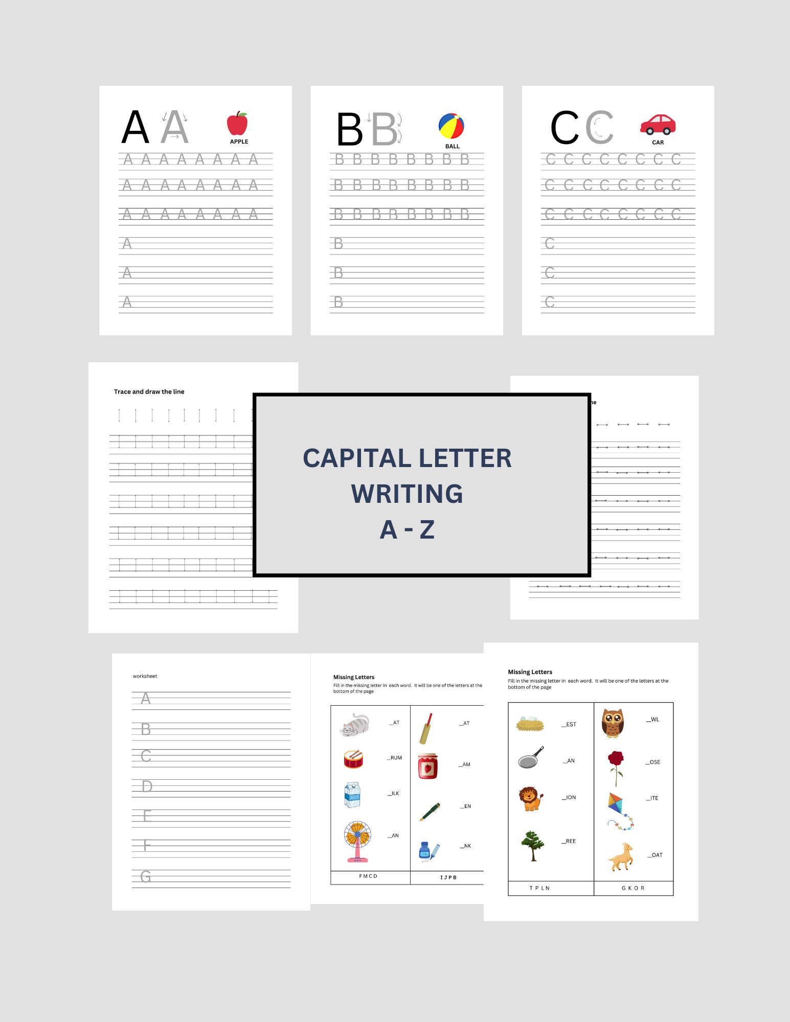 Capital Letter Writing A - Z + Worksheets for Preschoolers ...