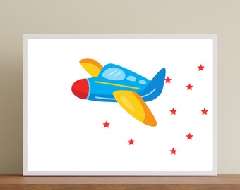 Plane Print for Kids Room - Airplane Wall Art - Digital Prints for Nursery - Digital Poster Download - Boys Room Decor - Travel Poster Print