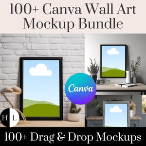 Canva Wall Art & Frame Mockup Bundle, Canva Frame Template Bundle Wallart Mockup, Drag and Drop Frame Mockup Templates, 100+ Mockups