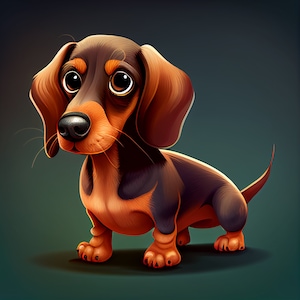 Cute Dachshund Cartoon Print