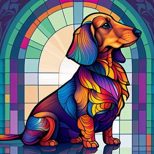 Dachshund Stained Glass Design