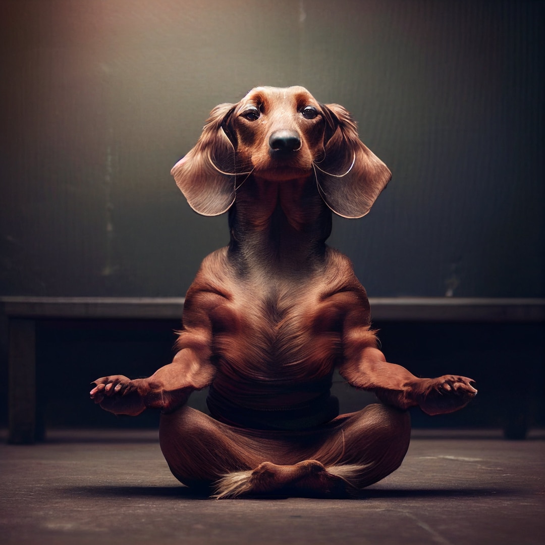 Dachshund Yoga Poses Artwork Etsy