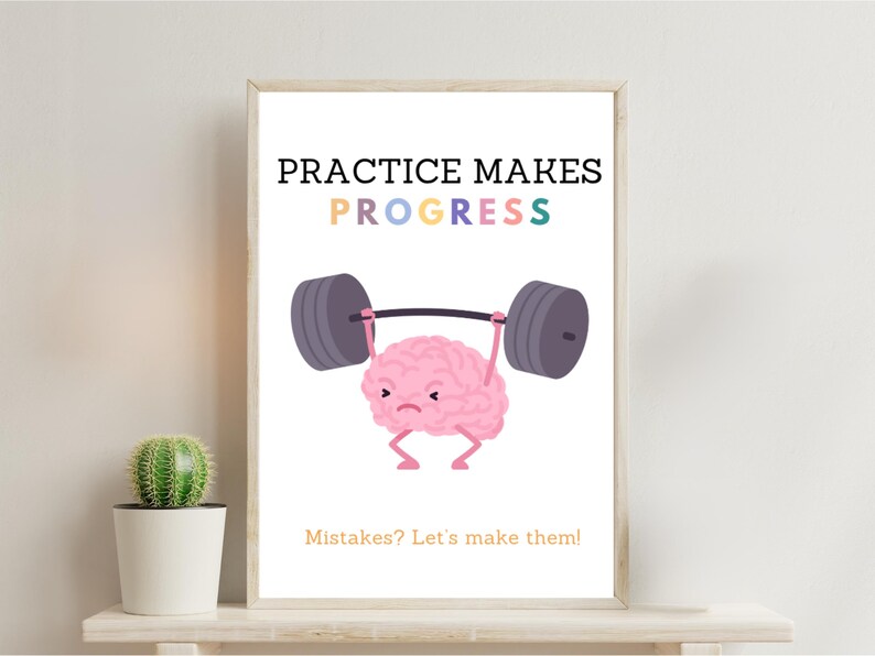 Practice Makes Progress Poster Classroom Decoration Motivational Quote ...