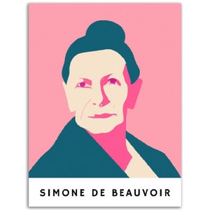 Cartel de Simone de Beauvoir // Arte de pared de retrato original de Simone de Beauvoir // Arte de póster único // Idea de regalo para los amantes de la filosofía