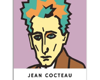 Jean Cocteau Poster || Original Jean Cocteau Portrait Wall Art || Unique Poster Art || Gift Idea for Literature Lovers
