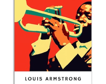 Louis Armstrong Poster || Original Louis Armstrong Portrait Wall Art || Unique Poster Art || Gift Idea for Jazz Music Lovers