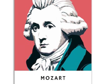 Wolfgang Amadeus Mozart Poster || Original Amadeus Mozart Portrait Wall Art || Unique Poster Art || Gift Idea for Classical Music Lovers